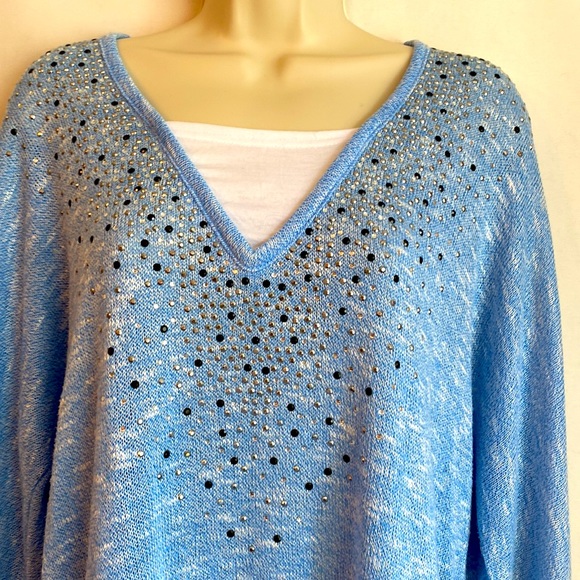 Light Blue Sequined Sweater, Size XL - Picture 2 of 8